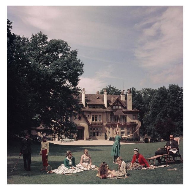 French Stately Home 1956 The Comte de Paris, pretender to the French throne, with his wife the Comtesse and their children...