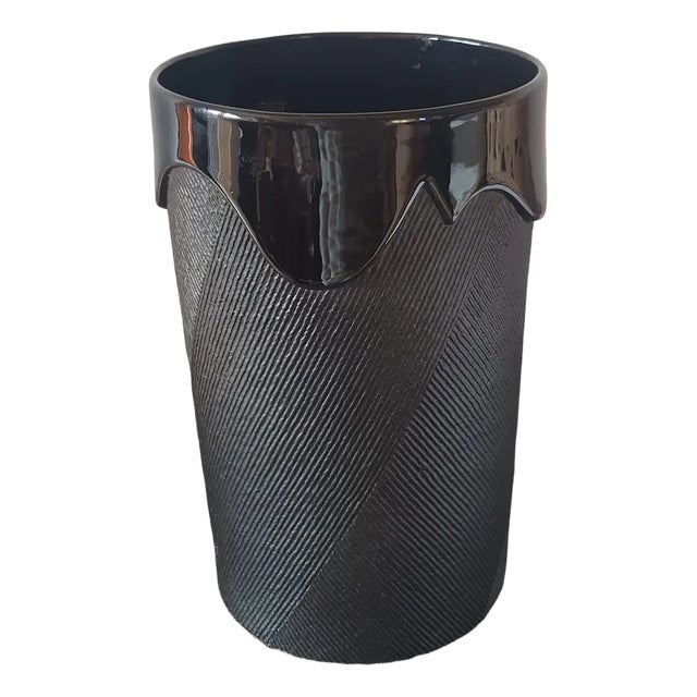 Black Porcelain Vase by Johan Van Loon for Rosenthal For Sale