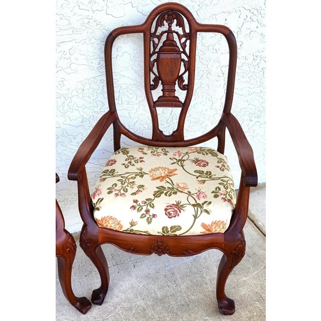 1970s George Zee & Co Hand Carved Rosewood Armchairs a Pair For Sale - Image 5 of 17