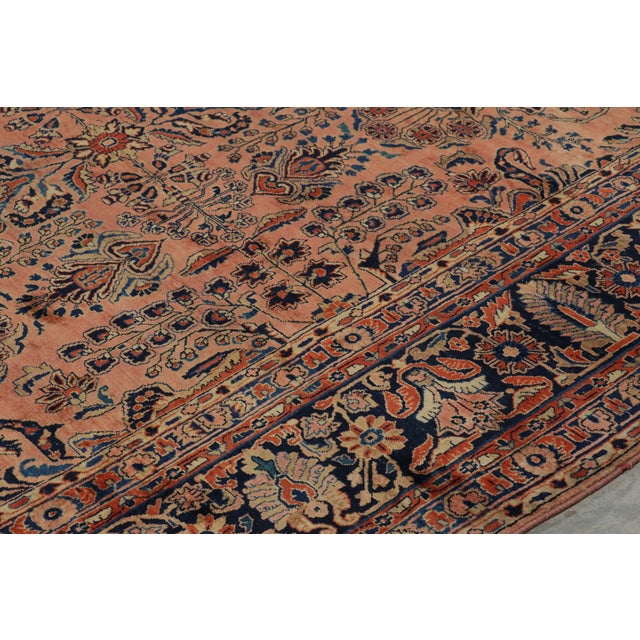 Textile Antique Oversized Sarouk Persian Rug in Pink With Floral Patterns | Rug & Kilim For Sale - Image 7 of 11