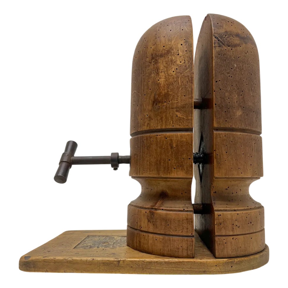 Antique Wooden and Iron Millinery Hat Stretcher, 1920s  display picture 1