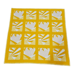 Vintage-Inspired Yellow Heart Patchwork Quilt – Baby Blanket or Lap Throw
