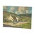 Landscape painting on canvas depicting a rural European village with whitewashed cottages, rolling green hills, and a...