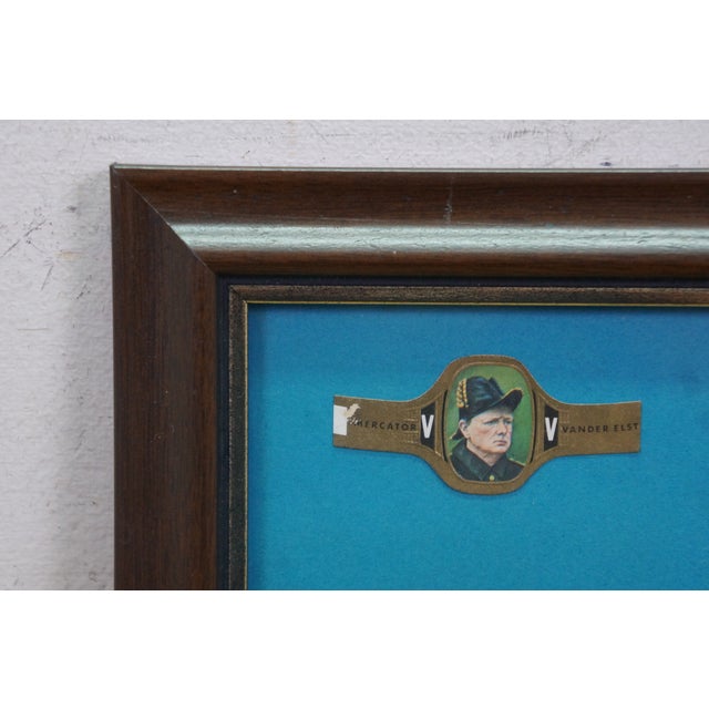 Mid 20th Century Mid 20th Century Winston Churchill Framed Tobacco Advertising Cigar Band Smoking Ephemera 13" For Sale - Image 5 of 12