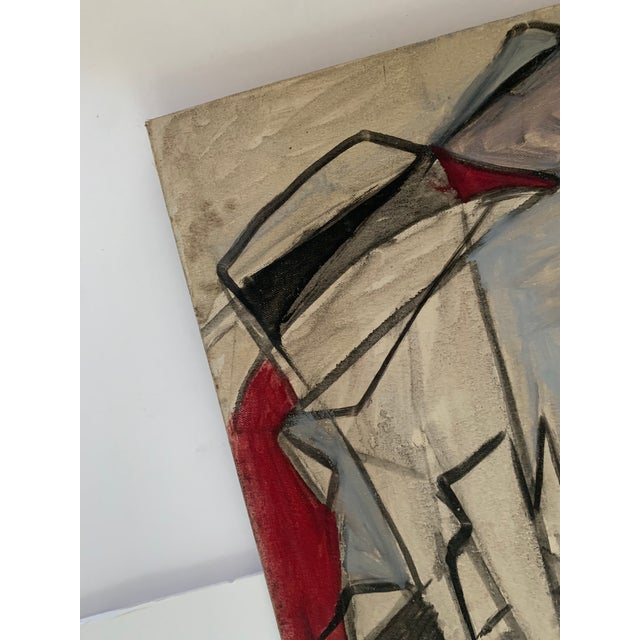 Textile 1950's John Perkins Oil on Board Abstract Cubist For Sale - Image 7 of 8
