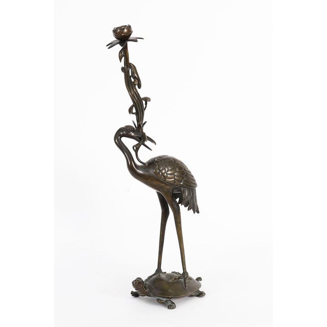 Antique Japanese Bronze Pricket Candlesticks, 19th Century, Set of 2 For Sale - Image 14 of 18