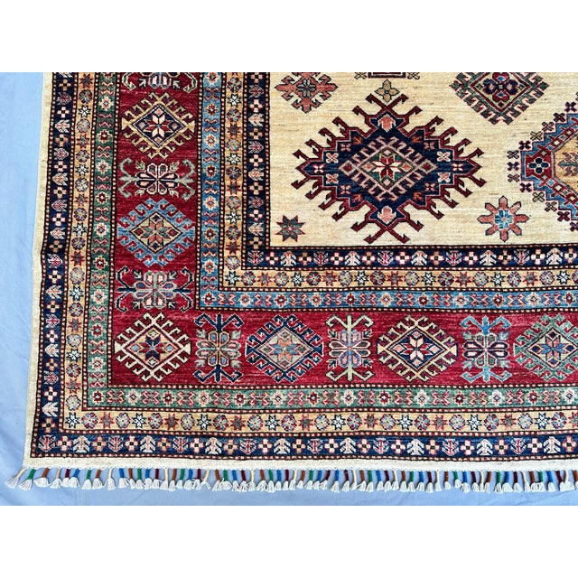 Hand-Knotted Afghan Kazak Wool Area Rug - 8'10" X 11'10" For Sale - Image 9 of 15