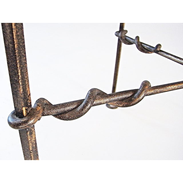 Side Table and Table Lamp in Wrought Iron and Brass, 1990s, Set of 2 For Sale - Image 6 of 12