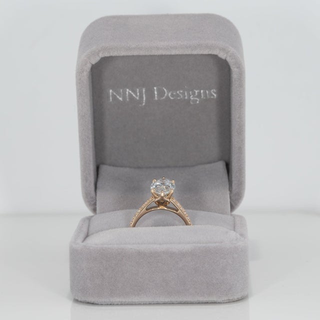 2020s 3Ct Lab-Grown Diamond Ring With Earth-Mined Diamond Accents in Solid 14k Gold, Size 6.75 For Sale - Image 5 of 11