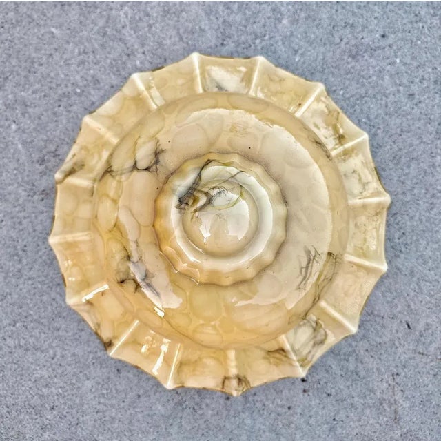 Metal Art Deco Flush Mount or Sconce in Marble-Like Glass, Austria, 1930s For Sale - Image 7 of 8