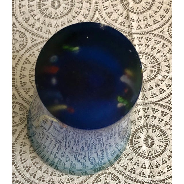1950s Venetian Hand Blown Blue Art Glass Vase With Gold Inclusion by Milefiori of Murino For Sale - Image 9 of 12
