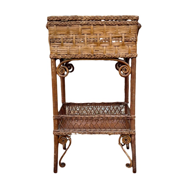 Heywood-Wakefield Late 19th Century Victorian Era Aesthetic Movement Haywood Wakefield Sewing Stand With Storage Compartment For Sale - Image 4 of 10