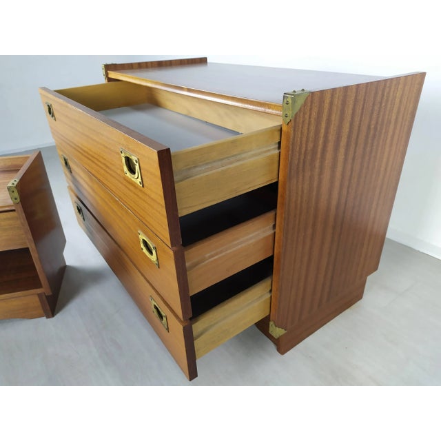 Wood Vintage Chest of Drawers and Bedside Table from Gautier, Set of 2 For Sale - Image 7 of 18