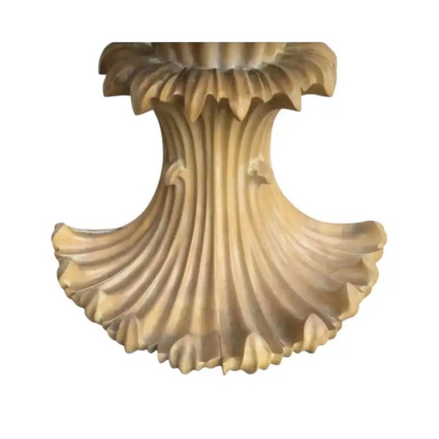 Wood Mid-Century Glass Top Carved Wood Console Table For Sale - Image 7 of 10