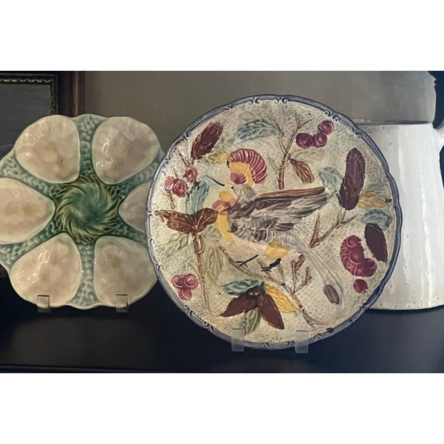 Victorian Wasmuel Majolica Plate / Bowl, Belgium, 1890's For Sale - Image 3 of 6