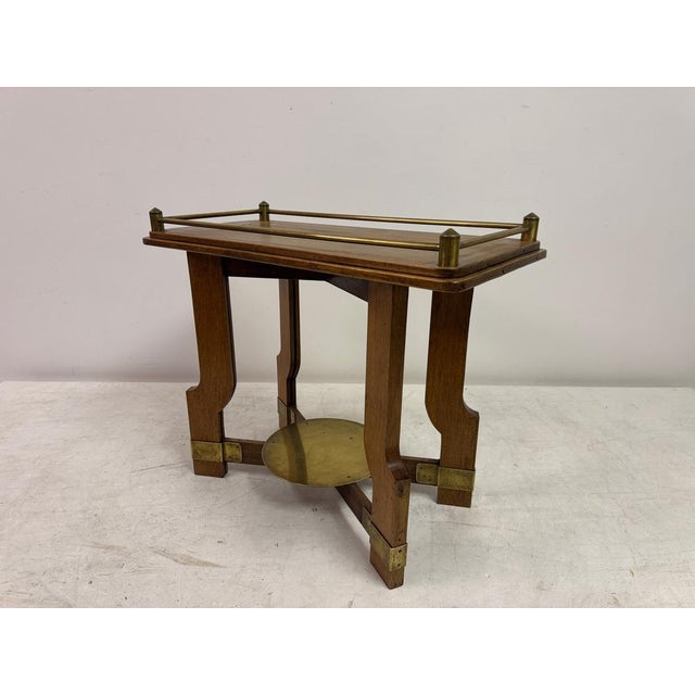 Art Deco Oak and Brass Side or Console Table, 1930s For Sale - Image 11 of 15