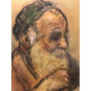 Bernard Gussow, Judaica Pastel Portrait Rabbi Painting WPA Era Artist, Social Realist, c.1940s For Sale