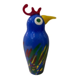 1990s Glass Sculpture of Abstract Chicken For Sale