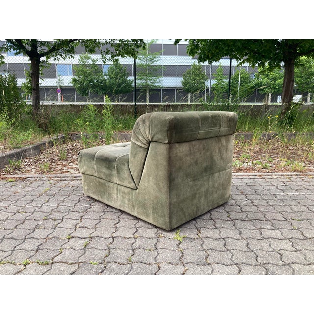 Vintage Green Suede Modular Sofa, 1970s, Set of 5 For Sale - Image 16 of 18