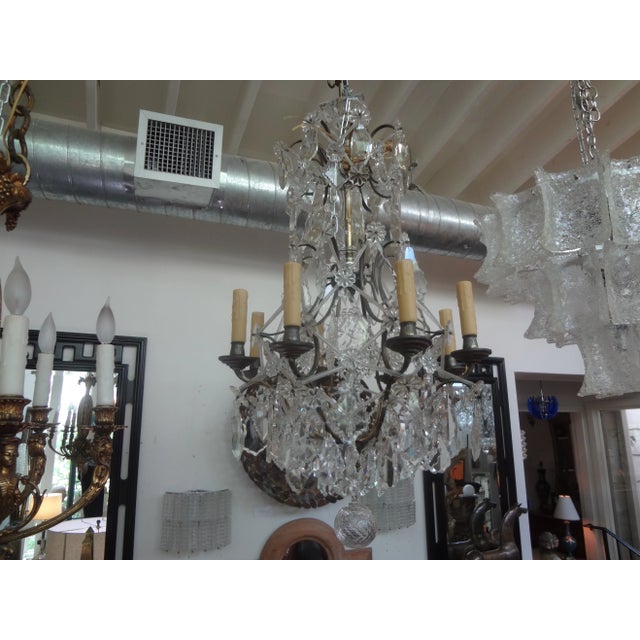 French Crystal and Bronze Chandelier Attributed to Maison Baguès For Sale - Image 11 of 12