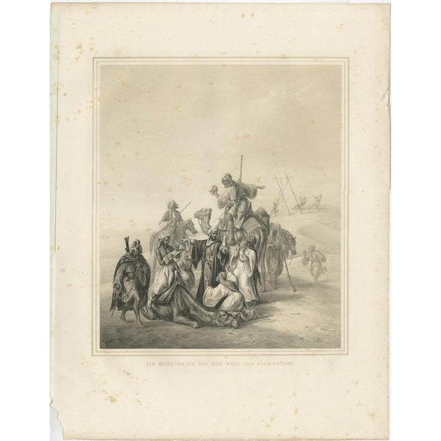 Antique Arabian Execution Procession in Desert, Maximilian Egypt 1846 This dramatic 19th-century Orientalist engraving...