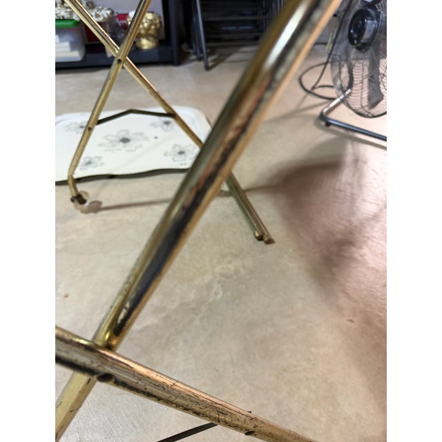 Vintage Mid-Century Modern Starburst Metal Folding Tv Trays With Rolling Stand-Set of Four For Sale - Image 11 of 13