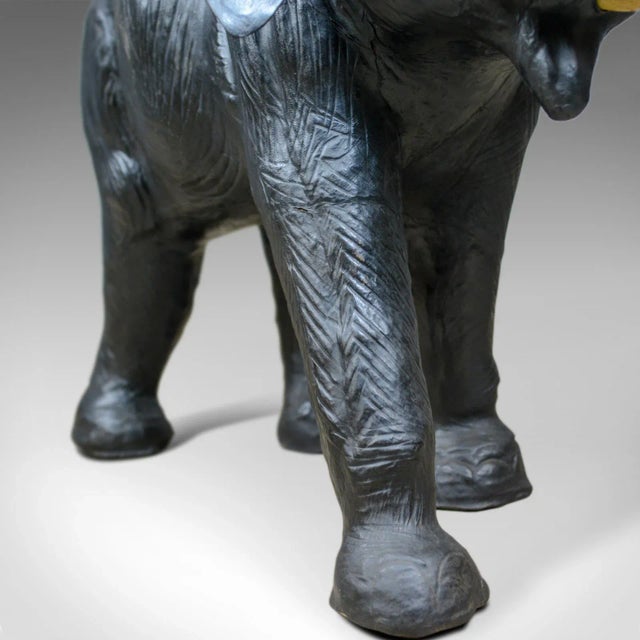 Animal Skin Mid 20th Century Leather Elephant Sculpture For Sale - Image 7 of 9