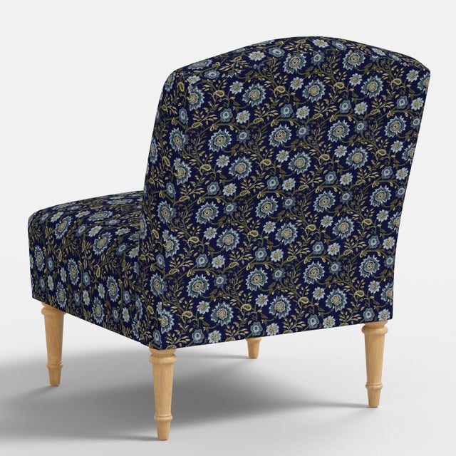 Not Yet Made - Made To Order Ashburn Chair in Seus Jacobean Indigo Floral For Sale - Image 5 of 7