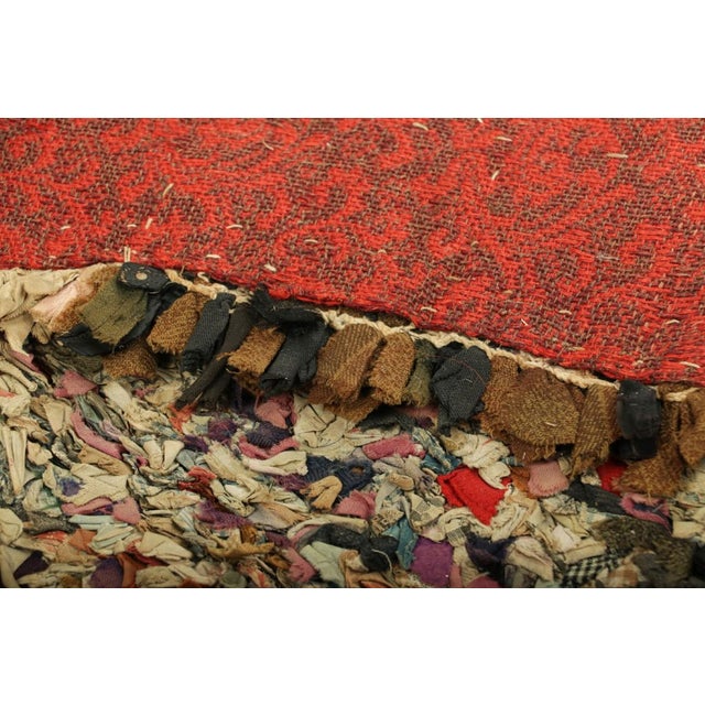 Textile Antique Hooked Rug With Abstract Multicolor Patterns | Rug & Kilim For Sale - Image 7 of 7