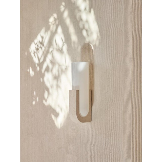 Pluto Sconce in Ceramic Stone and White Glass by Farrah Sit For Sale - Image 10 of 11
