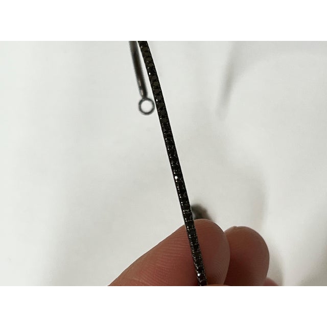 Contemporary 1 Carat Micro-Pave Black Diamond Bangle Bracelet 18 Karat White Gold For Sale - Image 3 of 4