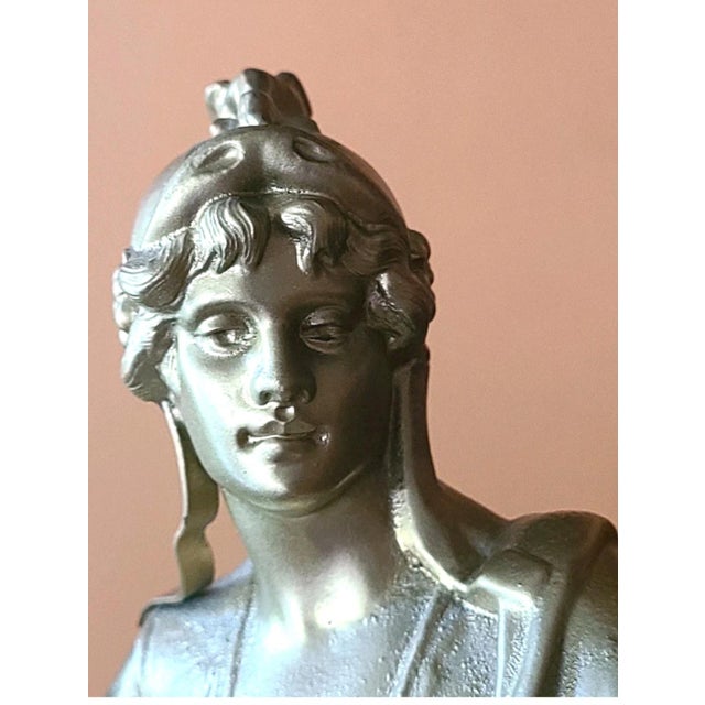 Antique 19th Century Pair of Gilded Sculptures of Mars and Minerva For Sale - Image 4 of 11