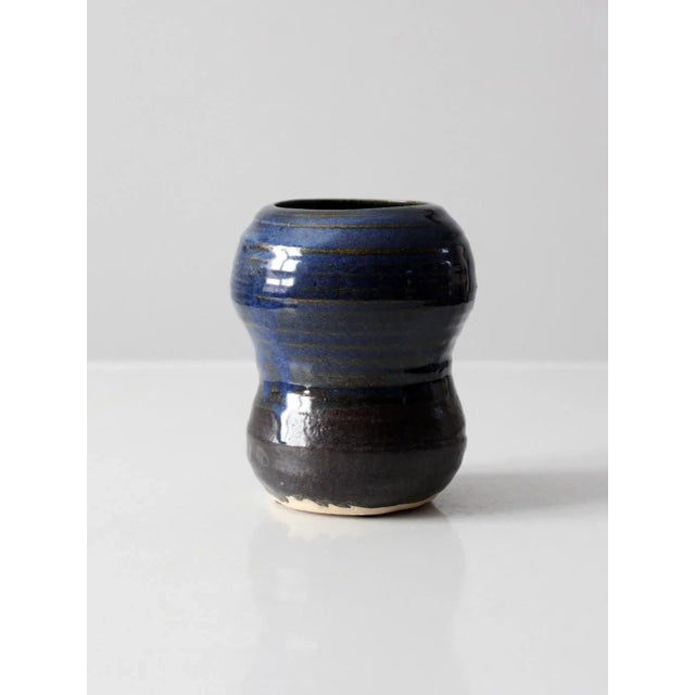 Vintage Studio Pottery Blue Vase For Sale - Image 6 of 12