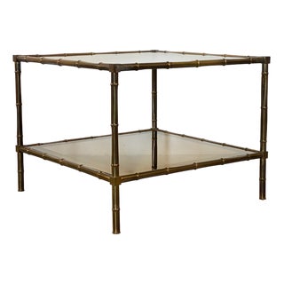Faux Bamboo Brass Coffee Table from Maison Bagues, 1970s For Sale