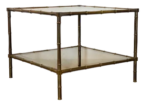 Faux Bamboo Brass Coffee Table from Maison Bagues, 1970s