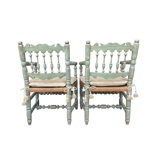 Wood Charles Pollock for William Switzer English Spindle Back Armchairs -Pair For Sale - Image 7 of 10