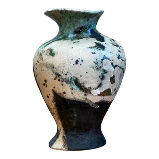 Vintage Abstract Glazed Ceramic Vase For Sale