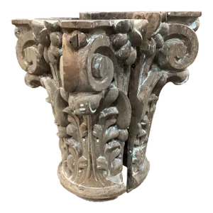 Mid 20th Century Italian Carved Wood Capitals - Set of 2