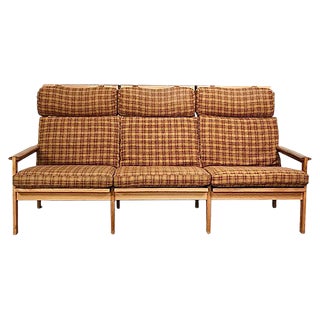 Danish Oak 3-Seater Highback Capella Sofa by Illum Wikkelsø, 1960s For Sale