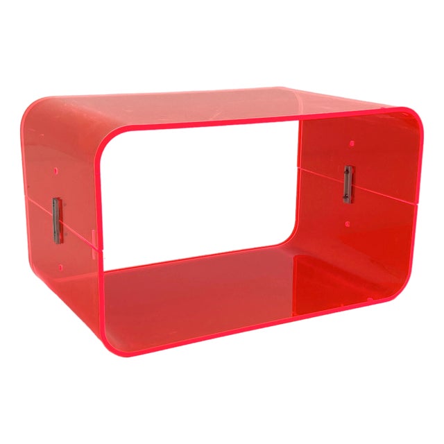 Fluo Pink Acrylic Glass Side Table, 1980s For Sale