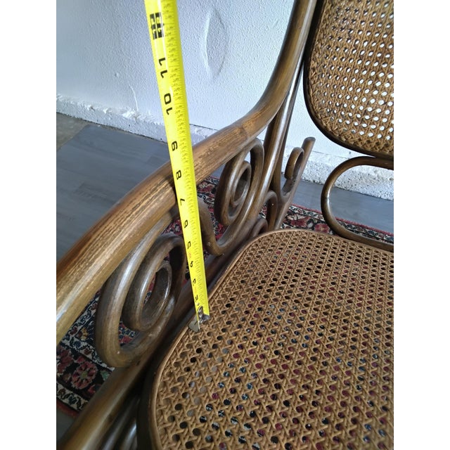 Vintage Thonet Style Bentwood Cane Rocking Chair With Scrollwork For Sale - Image 12 of 14