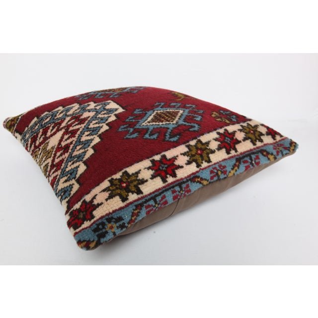 Contemporary Handwoven Vintage Turkish Throw Rug Pillow Cushion Cover -22'' X 22'' For Sale - Image 3 of 10