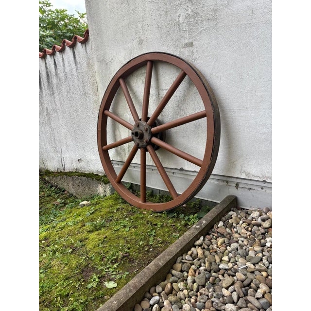Wood Decorative Wagon Wheel in Wood and Iron, 1890s For Sale - Image 7 of 12