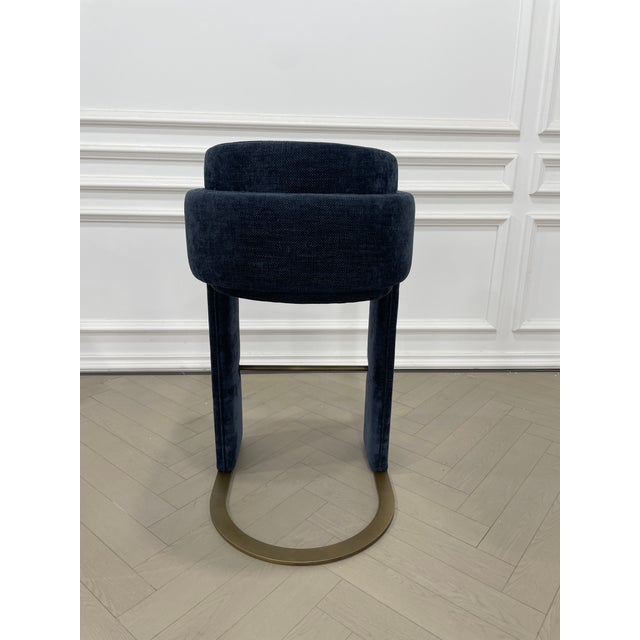Indigo Blue Upholstered Bar Chair For Sale In Los Angeles - Image 6 of 7