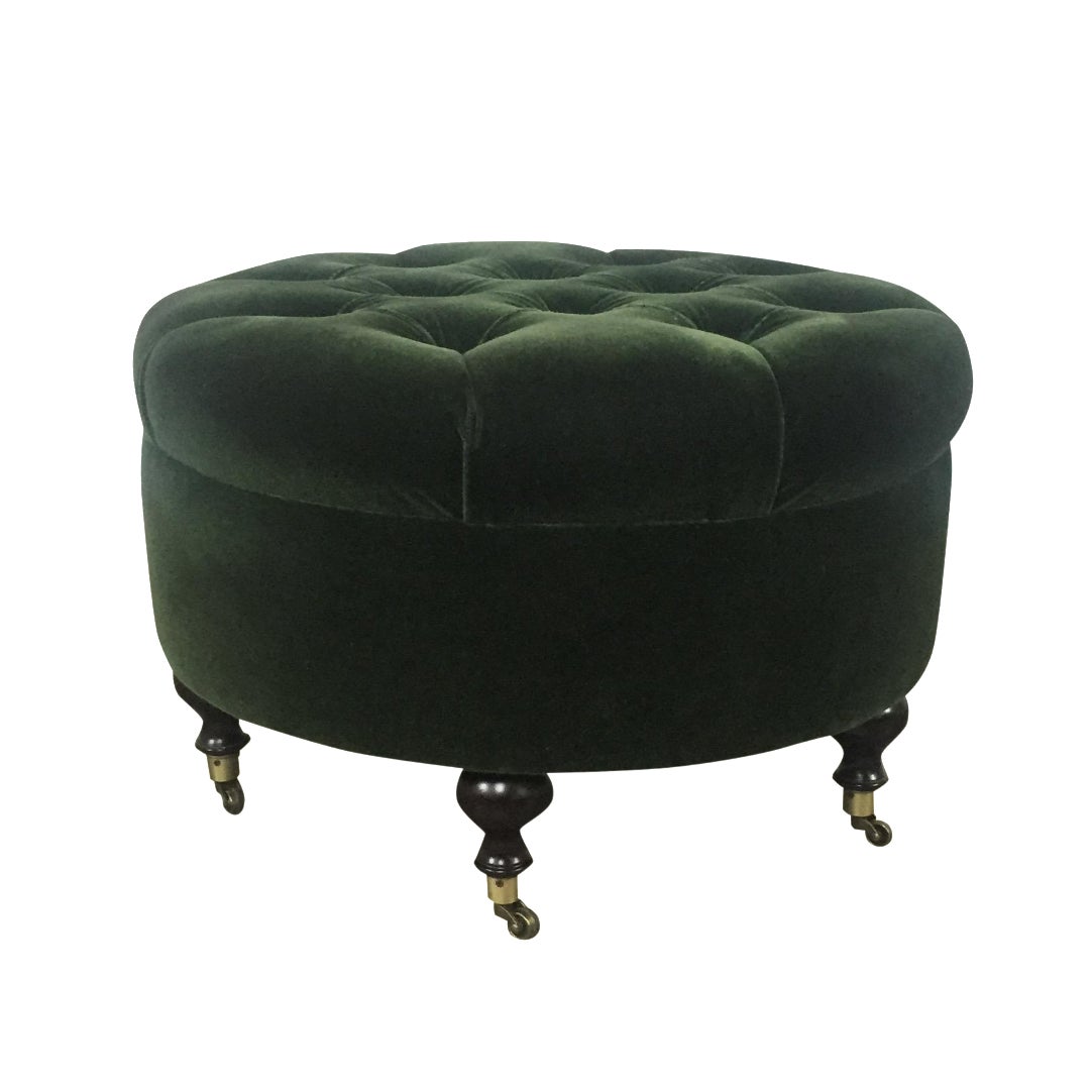 Green Velvet Tufted Ottoman Chairish