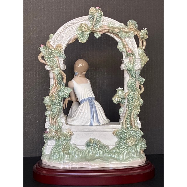 2000 - 2009 Lladró Tranquility (Model #06677) Porcelain Figurine, Featuring a Seated Woman Under a Floral Arbor For Sale - Image 5 of 6
