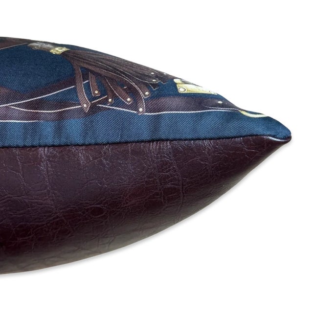 Italian Gucci Harness Tassel Charcoal Gray Vintage Silk Scarf Pillow For Sale - Image 3 of 4