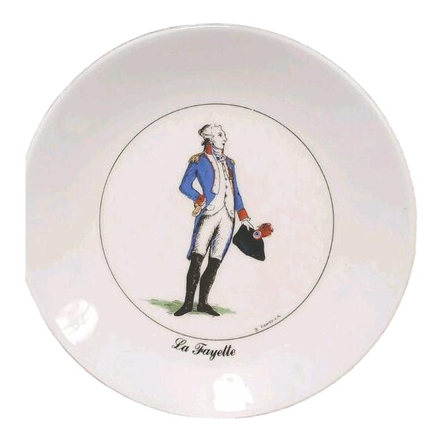 1989 Apilco Marquis De Lafayette Bernadette Frappier Saucer Plate White France For Sale