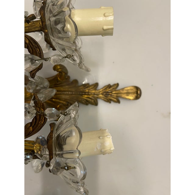 Crystal Bronze Sconces, 1950s, Set of 2 For Sale - Image 4 of 7