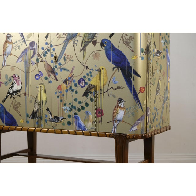 1950s Swedish Gold Cabinet with Christian Lacroix Wallpaper, 1950s For Sale - Image 5 of 11